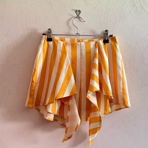 Yellow candy striped ZAFUL tie shorts sz:S